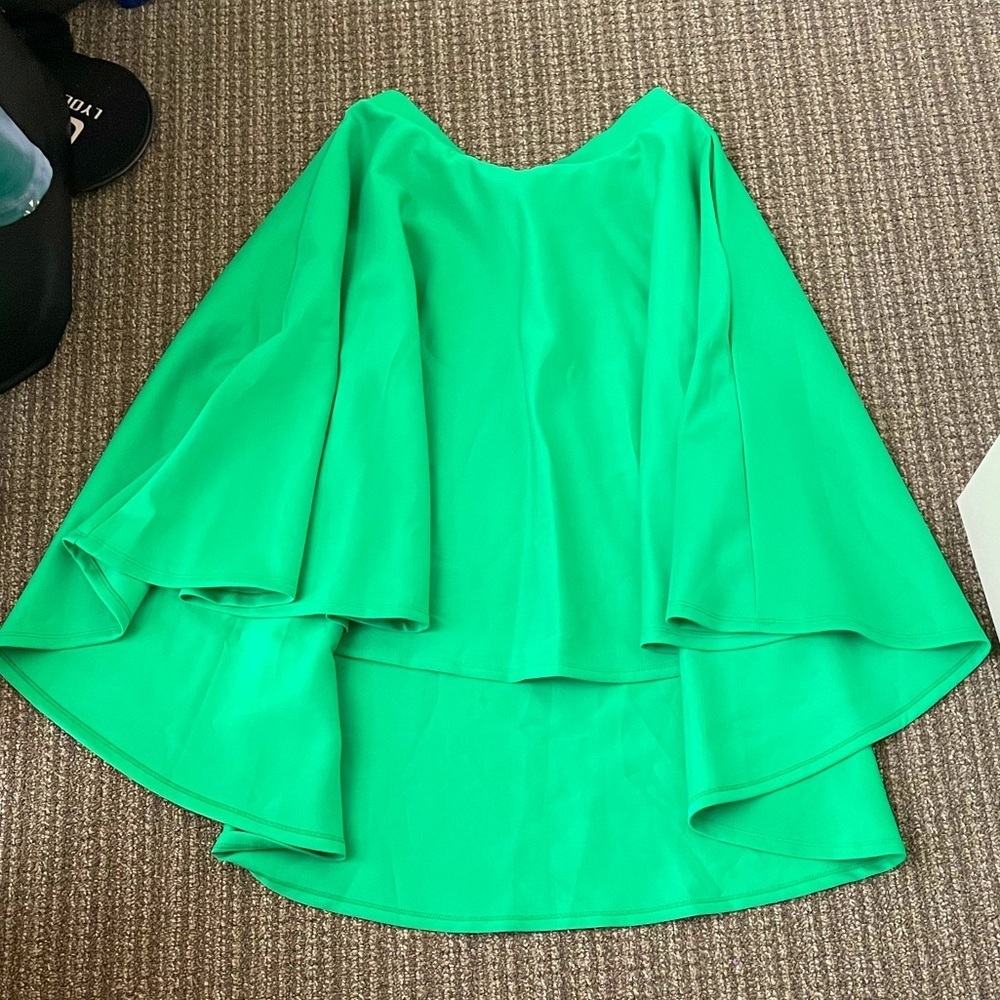 Kelly green a line high low skirt